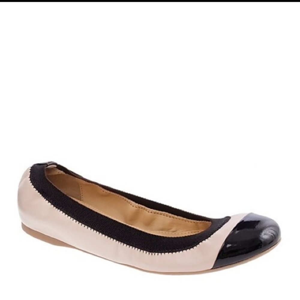 J.Crew Mila Cap Toe Blush Leather Ballet F…